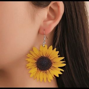 Wooden sunflower earrings